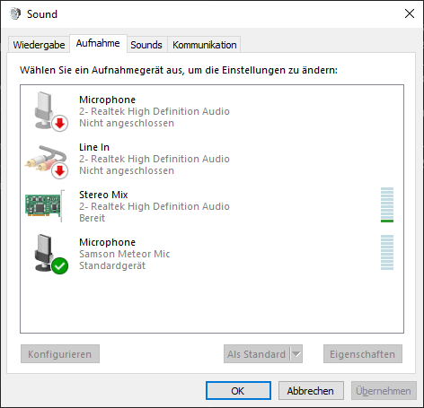 Windows 10 Sound Devices